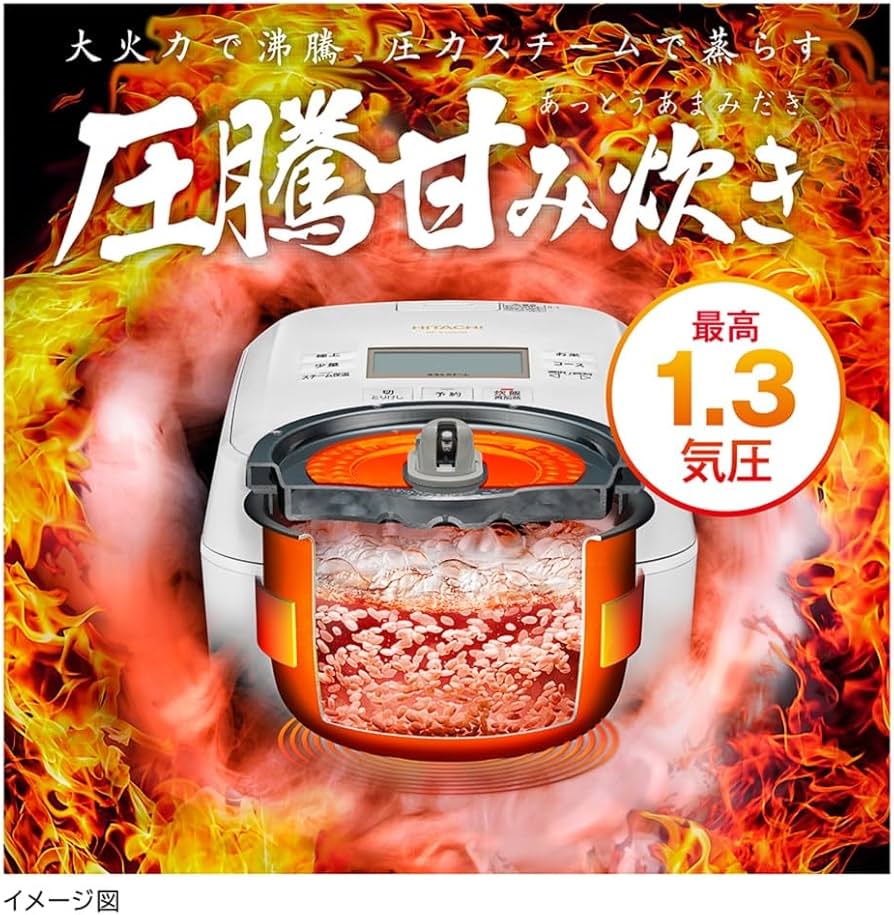 Amazon | 日立 炊飯器 5.5合 圧力&スチームIH 蒸気カット RZ-V100GM W