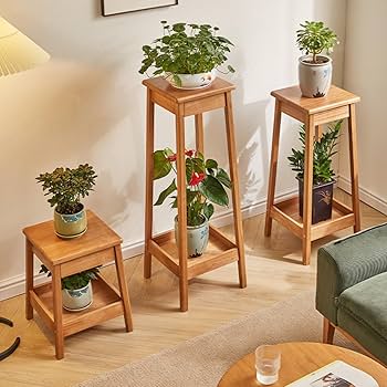 Amazon.co.jp: [GZGZ] フラワースタンド 無垢材 H80 オーク材 高さ45