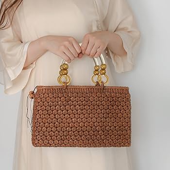 Amazon.co.jp: BEROZA 持ち手 木製 ウッドビーズ付き バッグハンドル