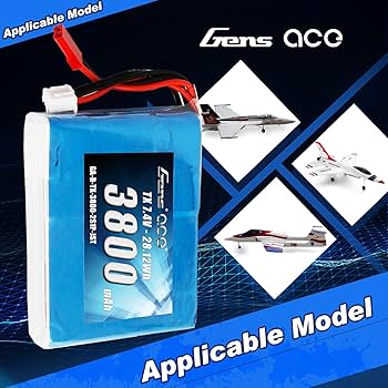 Amazon.com: Gens ace 3800mAh 7.4V 2S1P TX Lipo Battery Pack with