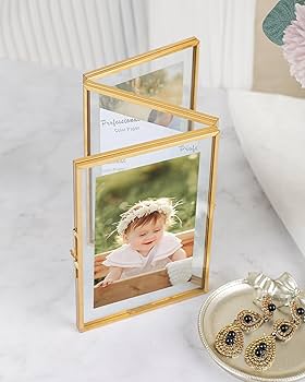 Amazon.co.jp: Jajamy ゴールド 4x6 トリプルピクチャーフレーム