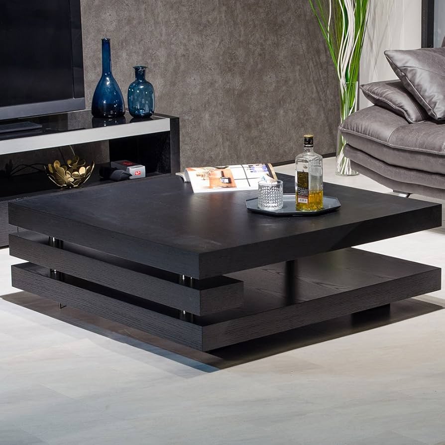 Amazon.co.jp: lushroom センターテーブル モダン 正方形 ブラック 80