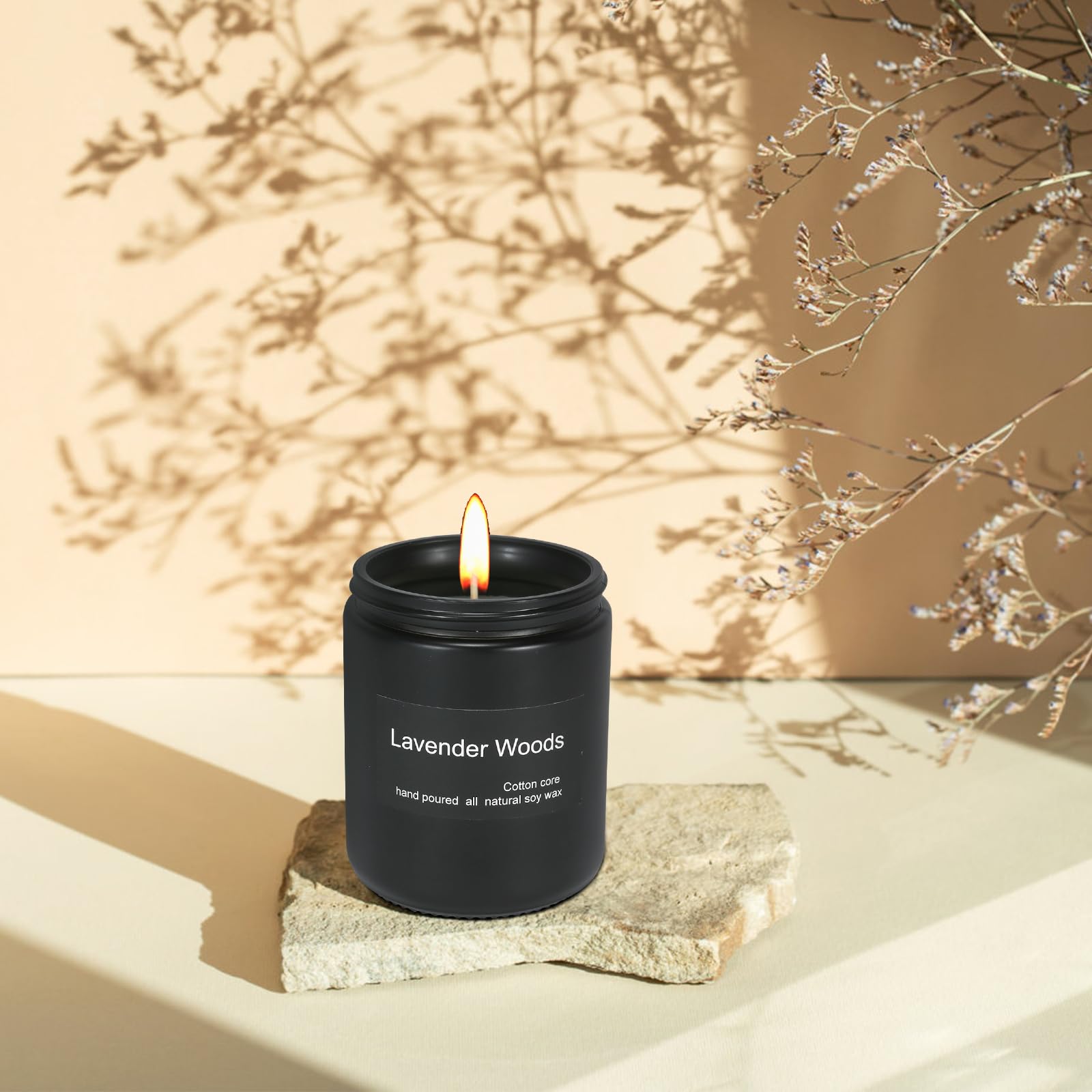Scented Candle for Home,Black Jar Candles,Natural Soy Wax,Long