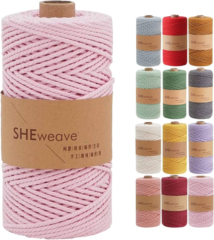 Amazon.co.jp: SHEweave マクラメコード 天然コットン 3本撚り