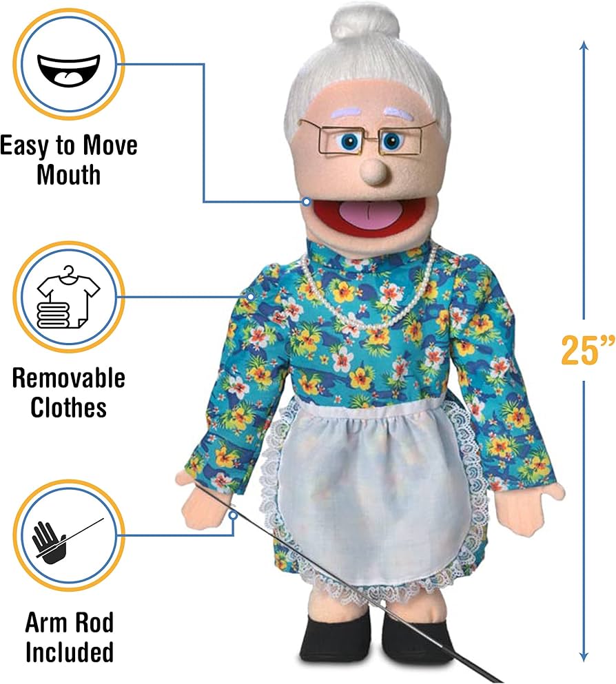 Amazon.co.jp: 腹話術人形風パペット 25インチ おばあさん ピーチお