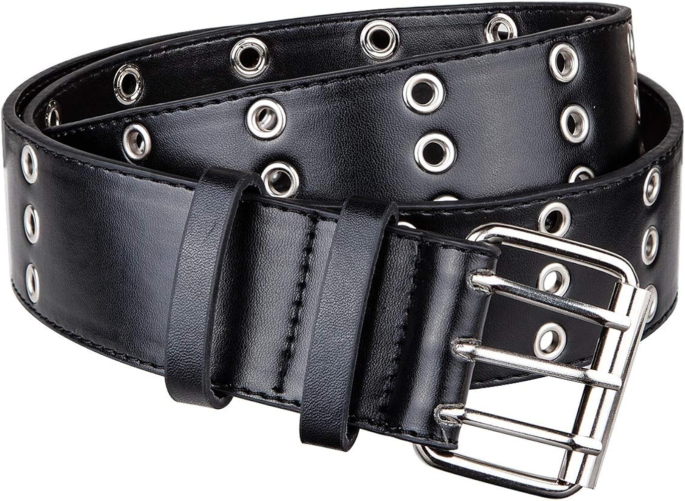 Amazon | moonsix 3本爪グロメットベルト 男女兼用 PUレザー3穴