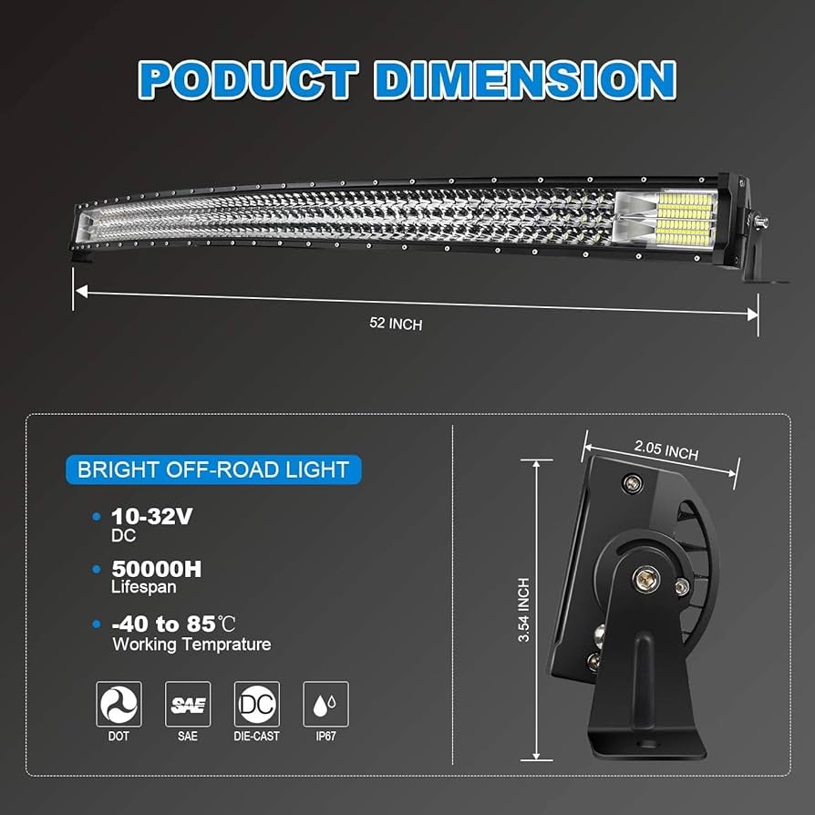 Amazon.co.jp: 52インチ LEDライトバー 湾曲 T-旧3列 711W フラッド