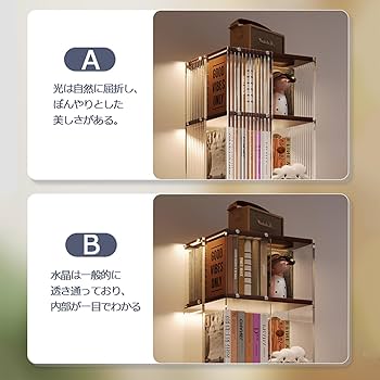 Amazon｜本棚 回転式 おしゃれ アクリル キャスター付き 木製 回転收纳