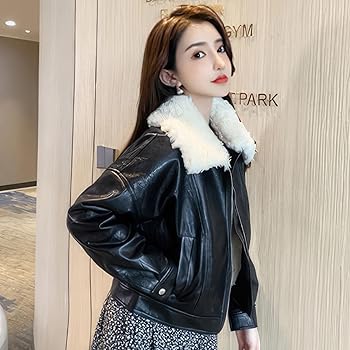 Women's Black Genuine Sheepskin Sherpa Shearling Faux Fur Lined