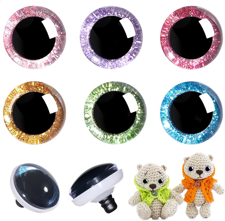 Amazon.com: MUCUNNIA 16pcs 40mm 3D Glitter Plastic Safety Eyes for