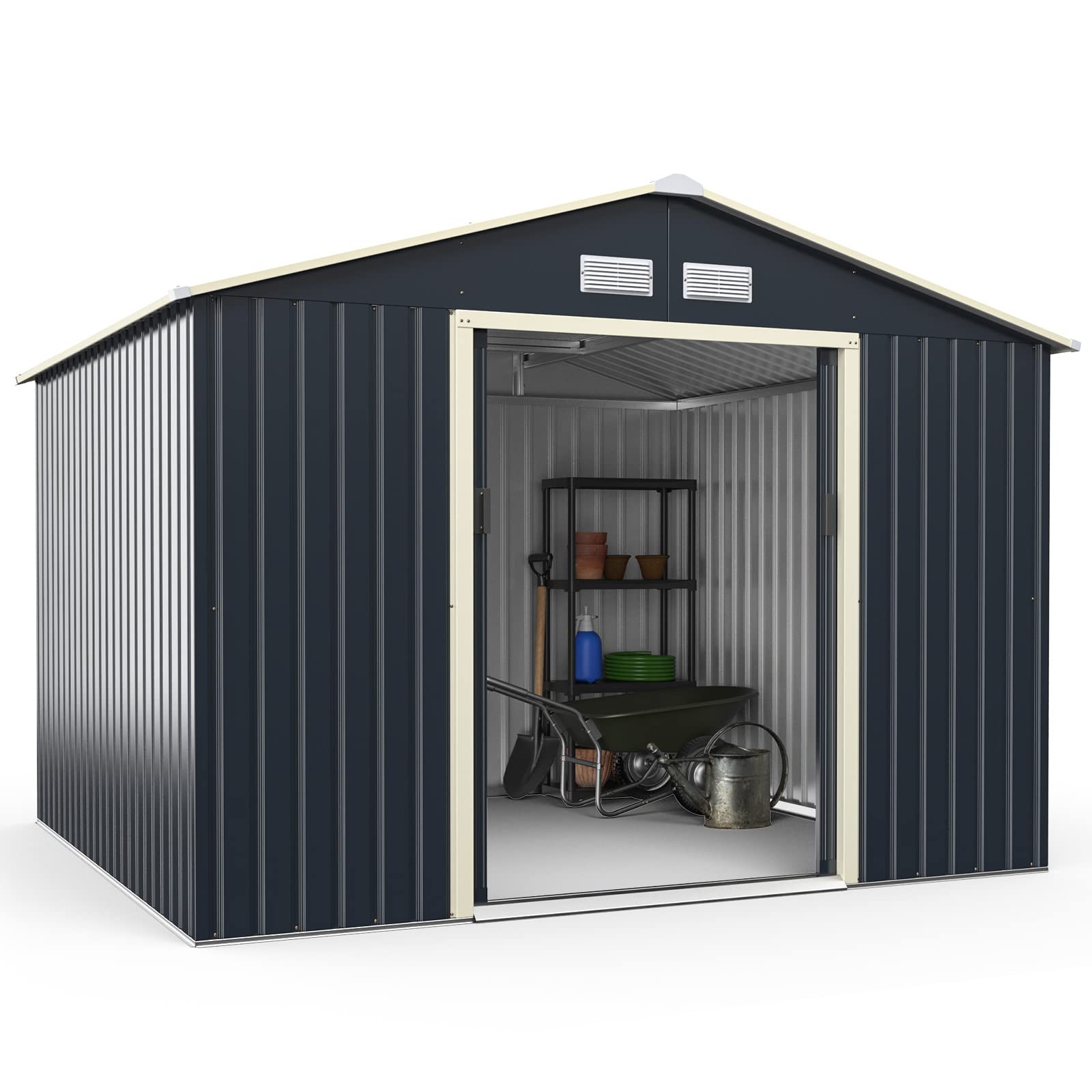 Amazon.com : Goplus Storage Shed, Metal 9' X 8' Outdoor Building
