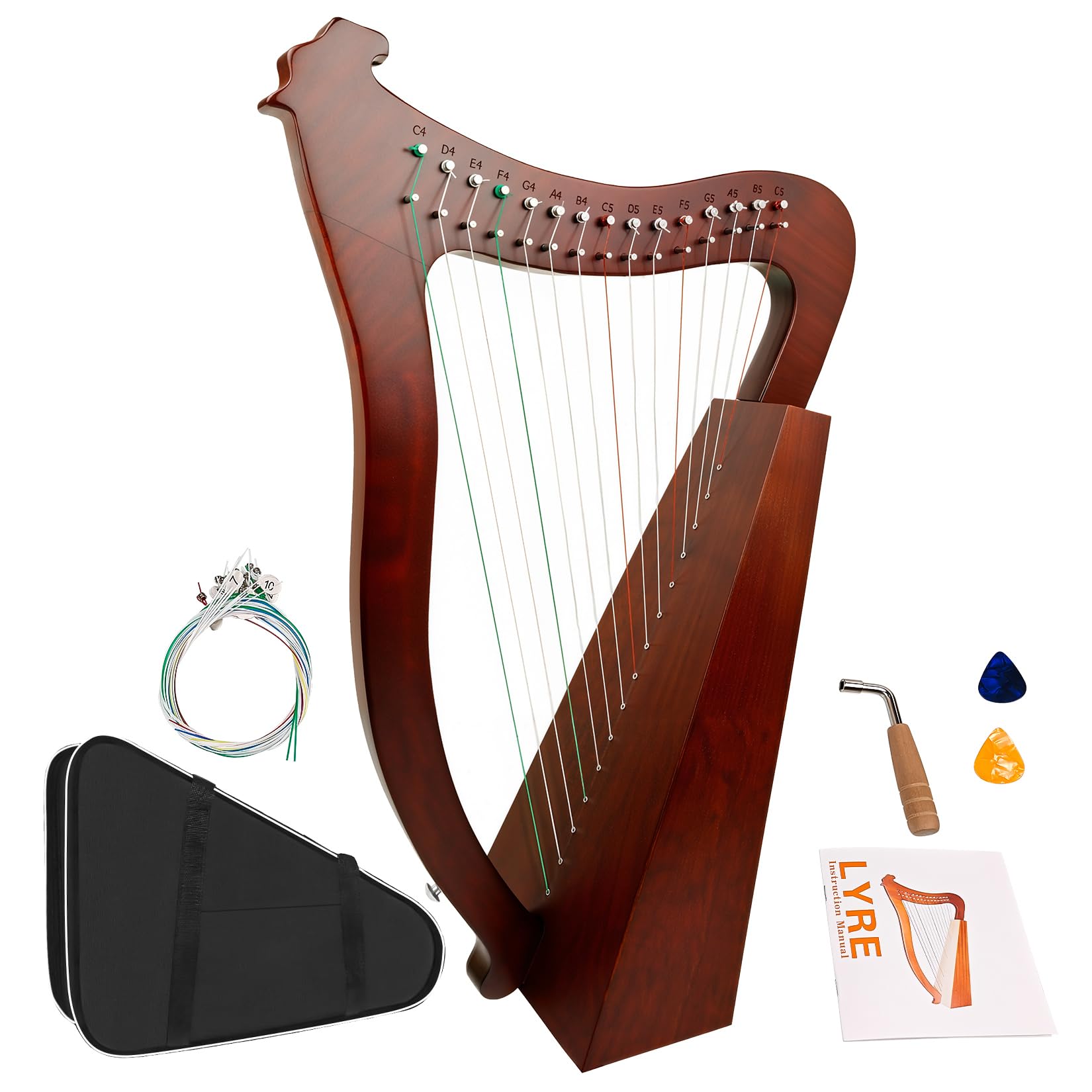 Amazon.com: VixxNoxx Lyre Harp, 23 Inches 15-String Zelkova Lyra