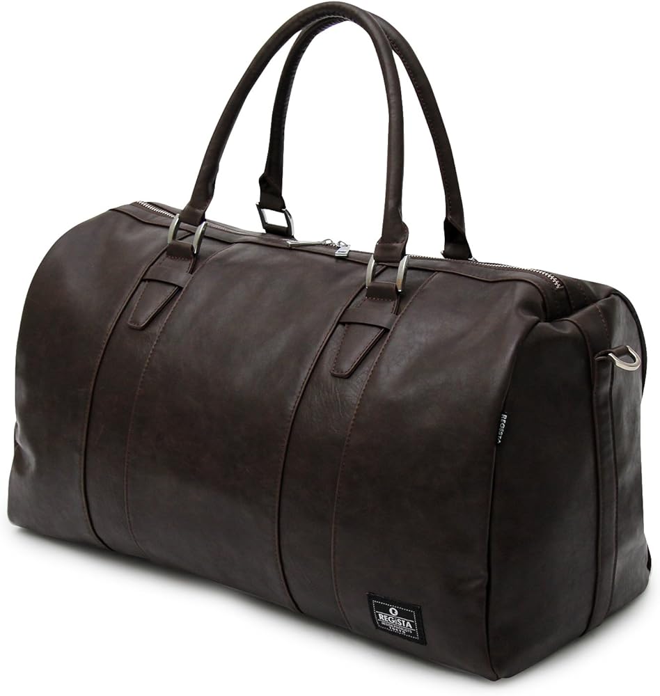 Amazon | ダークブラウン ボストンバッグ 大容量 シンプル メンズ