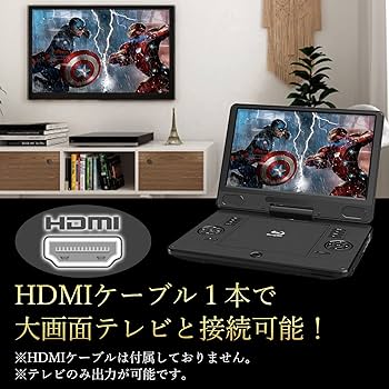 Amazon | ポータブルブルーレイプレーヤー 12インチ 大画面 180度回転
