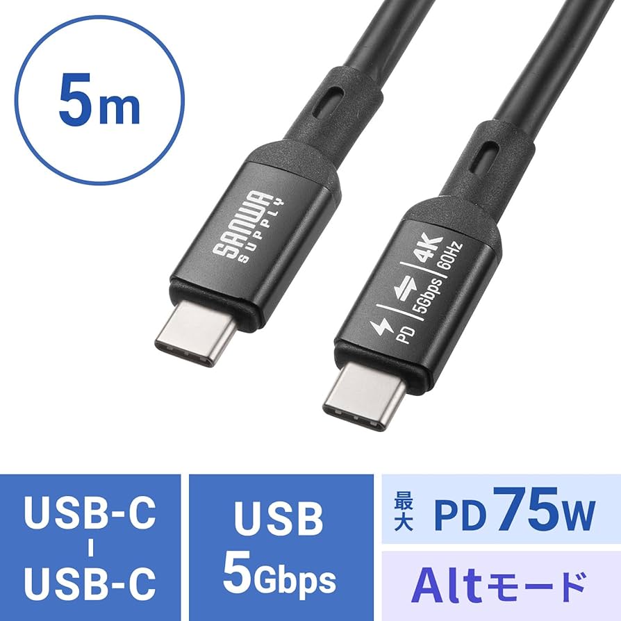 Amazon.co.jp: サンワサプライ USB Type-Cケーブル (4K60映像対応