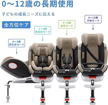 Amazon | チャイルドシート 360度 回転式 ISOFIX対応 成長に合わせて