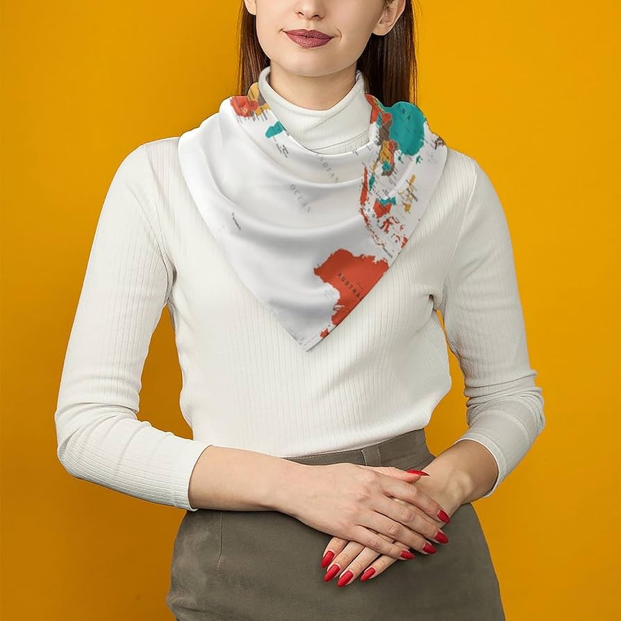 Amazon.co.jp: 世界地図 シルクスカーフ ストール スカーフ