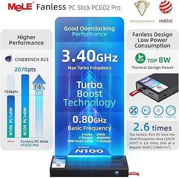 Amazon.com: MeLE Fanless Stick PC PCG02 Pro, N100 8GB/128GB, Mini