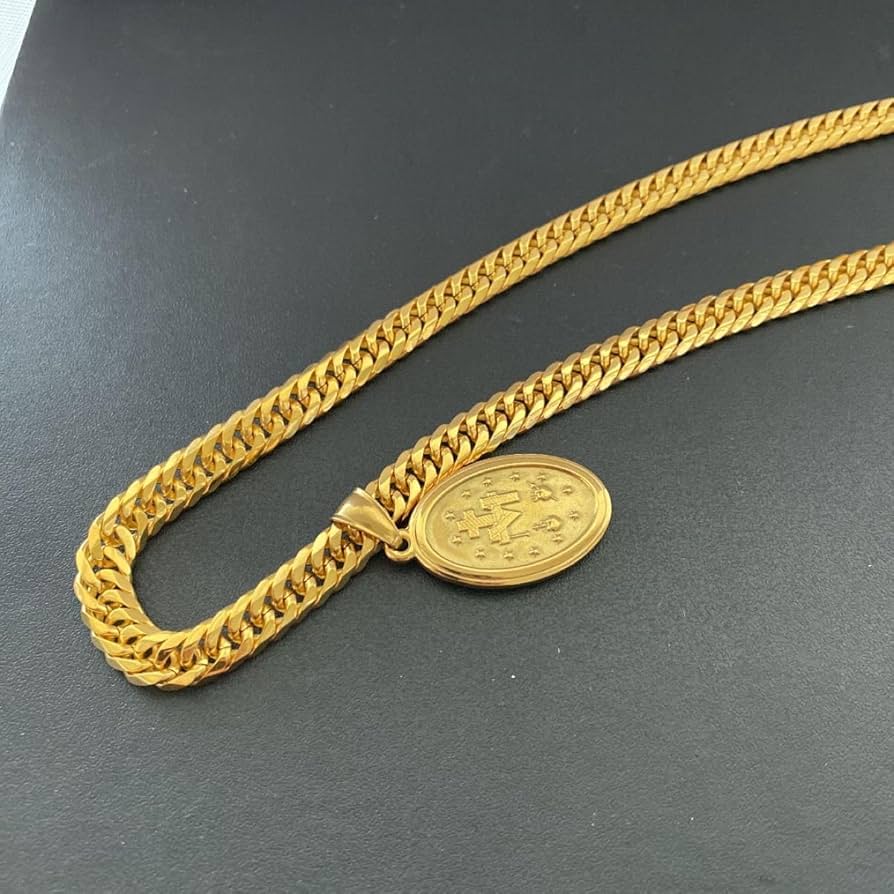 Amazon.co.jp: 6面 ダブル喜平ネックレス 18k gp 奇跡のメダイ