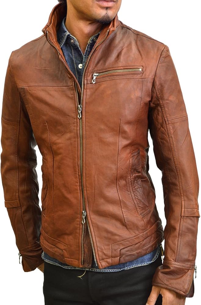 R.B.C 本革シングルライダース ブラウン XXL ヴィンテージ加工 美品