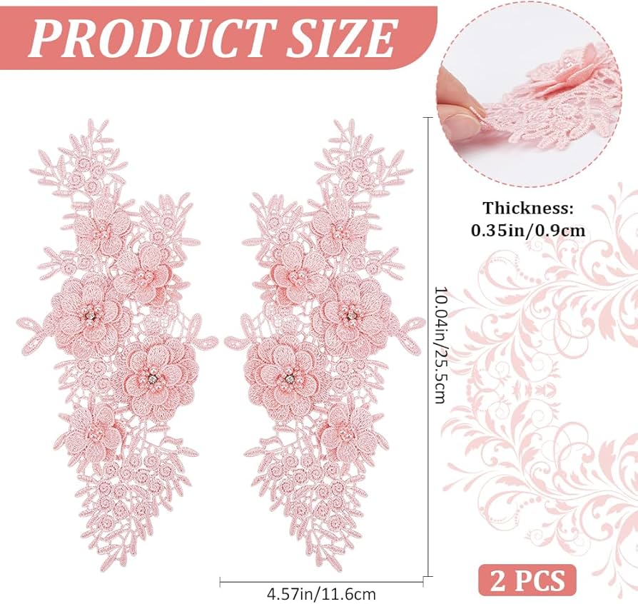 Amazon.com: GORGECRAFT 2pcs Embroidered Patches 3D Lace Pink