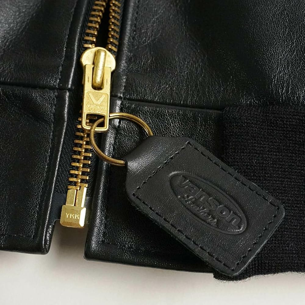 Amazon.co.jp: VANSON Leathers, TJ Team Jacket, Black, Black