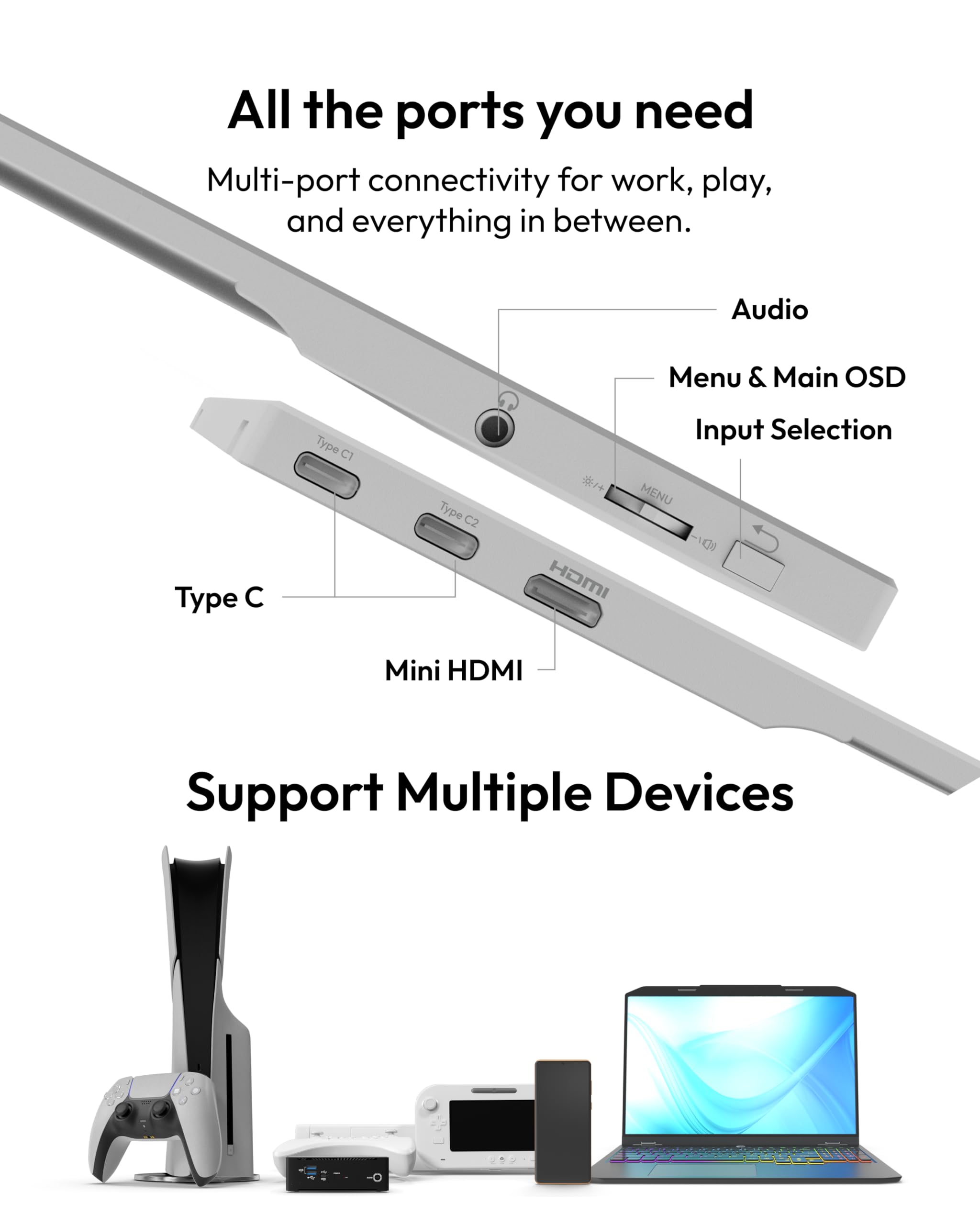 Amazon.com: Pixio PX160 Wave White Portable Monitor 15.6 inch 60Hz
