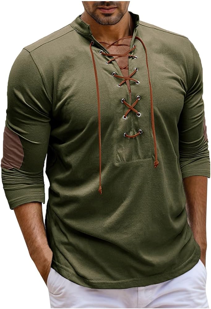 Tshirts Shirts for Men Loose Fit Men Half Drawstring T Shirts