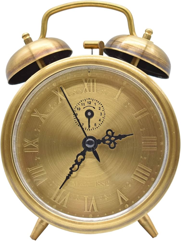 Amazon.co.jp: レトロ機械式目覚まし時計サイレントゴールド時計仕掛け