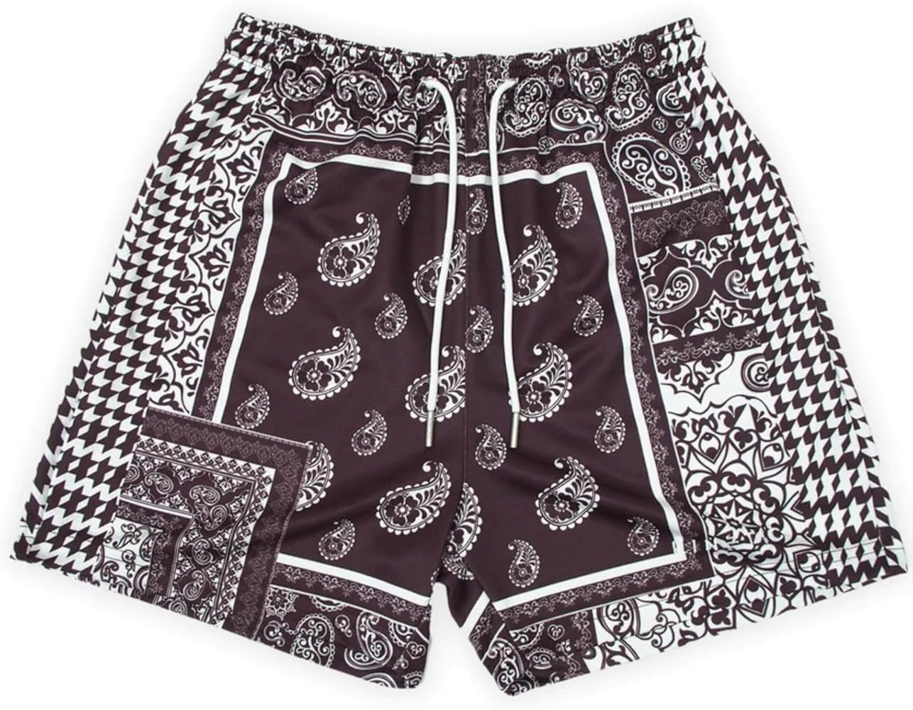 Amazon.com: YYNYC Mens Bandana Shorts Paisley Shorts Mesh Shorts