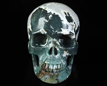 Amazon.com: Skullis 5.0” Green Moss Agate Crystal Skull, Hand