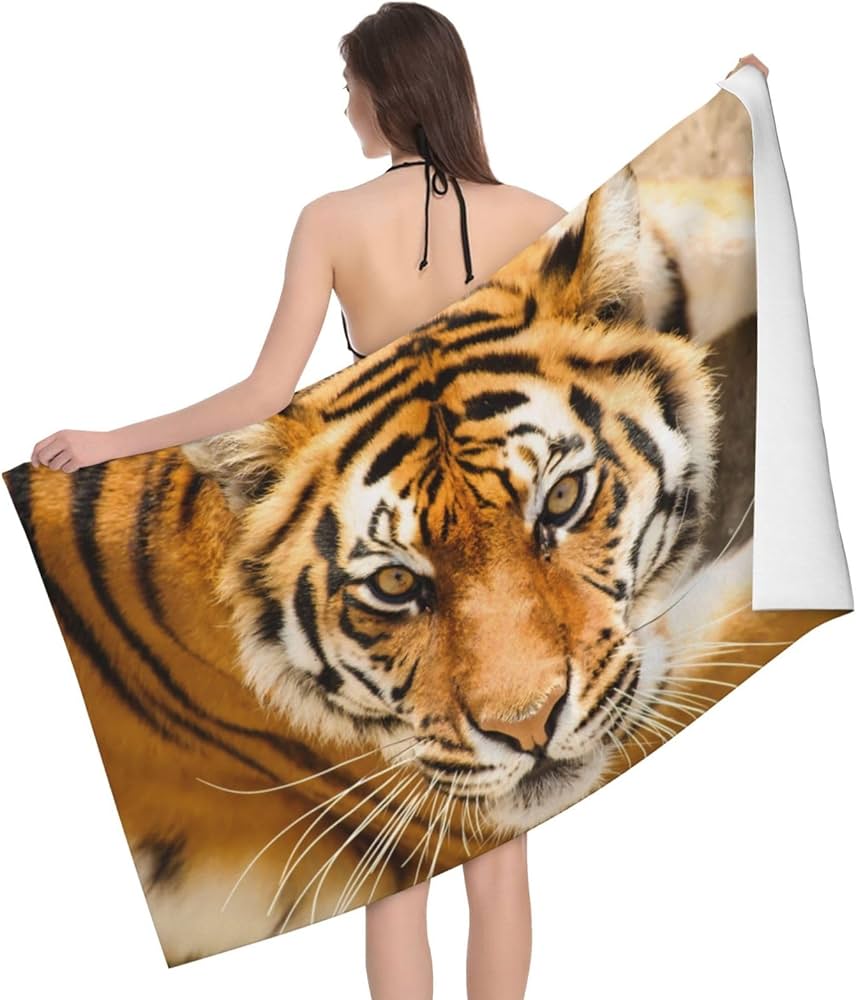 Amazon｜虎 トラ 動物 バスタオル 大判 大型 ビーチタオル 抗菌防臭