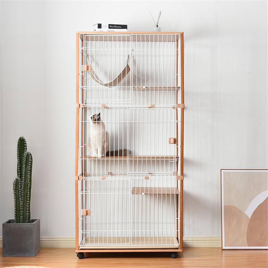 Amazon.co.jp: 猫ケージ 3段 大型 キャットケージ 木製 ワイド扉 脱走