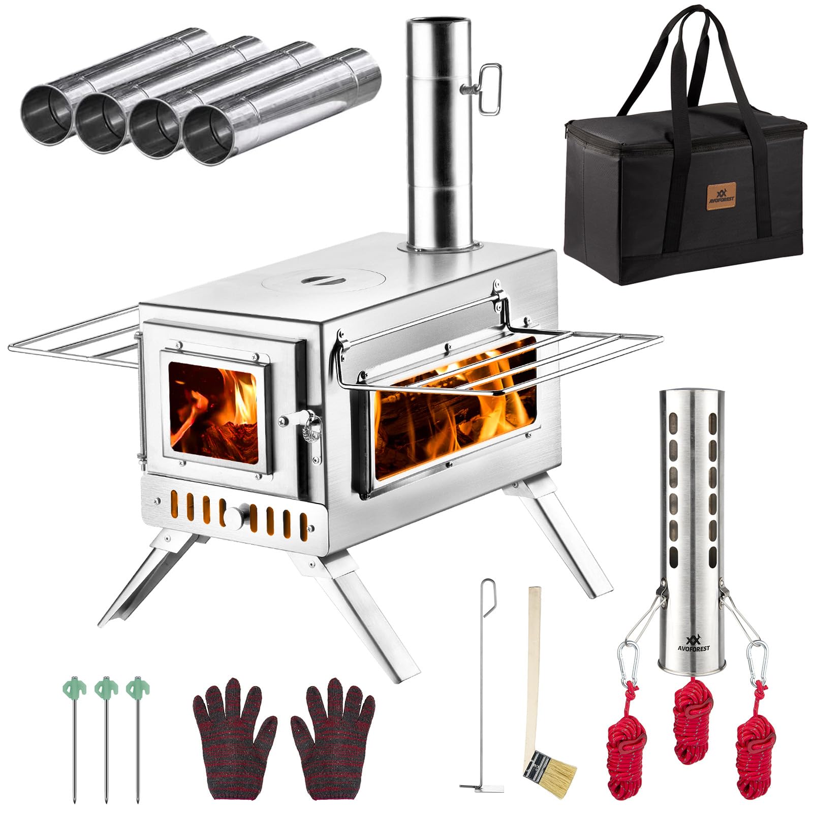 Amazon.co.jp: 薪ストーブ AVOFOREST 折り畳み式 キャンプ用ストーブ