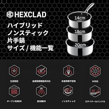 Amazon｜HexClad ハイブリッド ノンスティック 片手鍋 【18cm / 1.9L