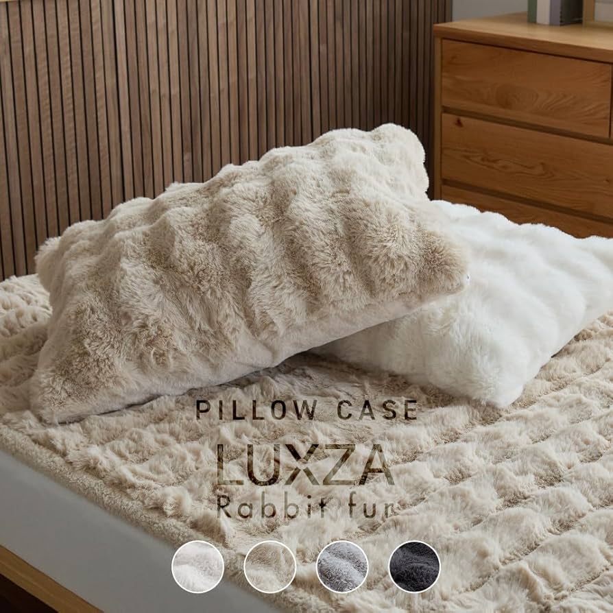 Amazon｜LUXZA 枕カバー ラグザ ラビットファー ピローケース 43×63cm