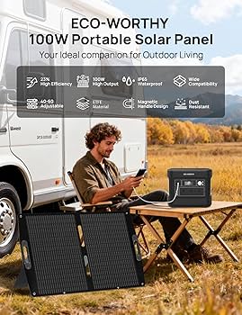 Amazon.com : ECO-WORTHY 100W Portable Solar Panel for Power