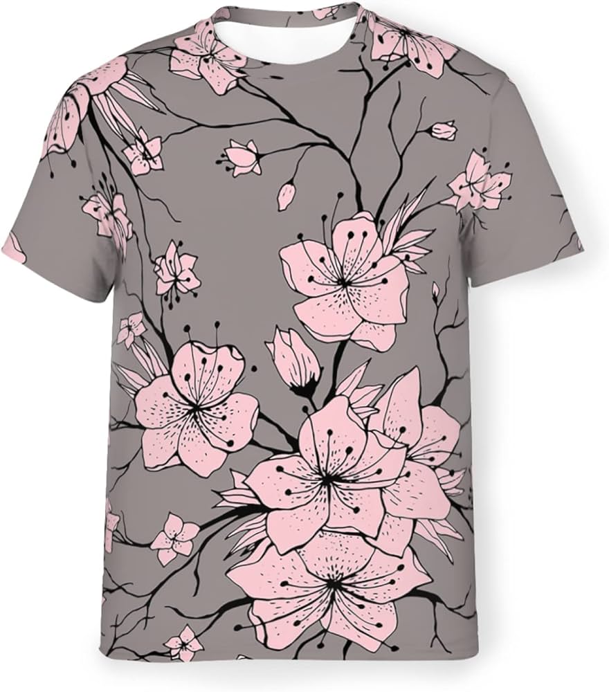 Amazon.co.jp: Tシャツ メンズ 夏服 半袖 桜 花柄 ティーシャツ