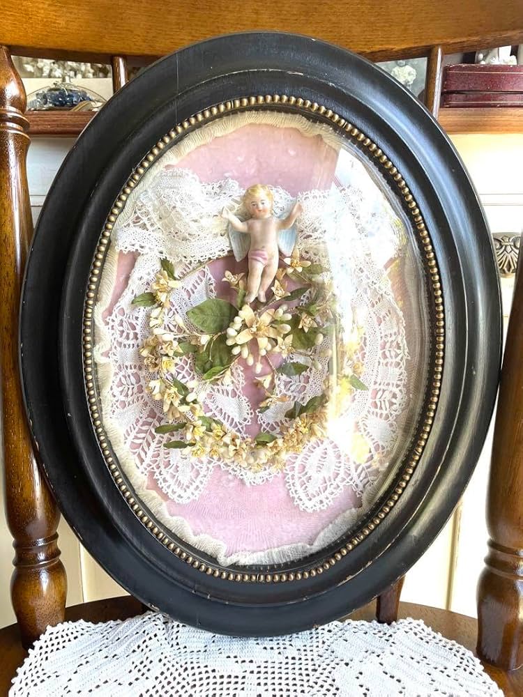 ♡フランスアンティーク ミラー♡エンジェル 天使 ローズ バラ 真鍮