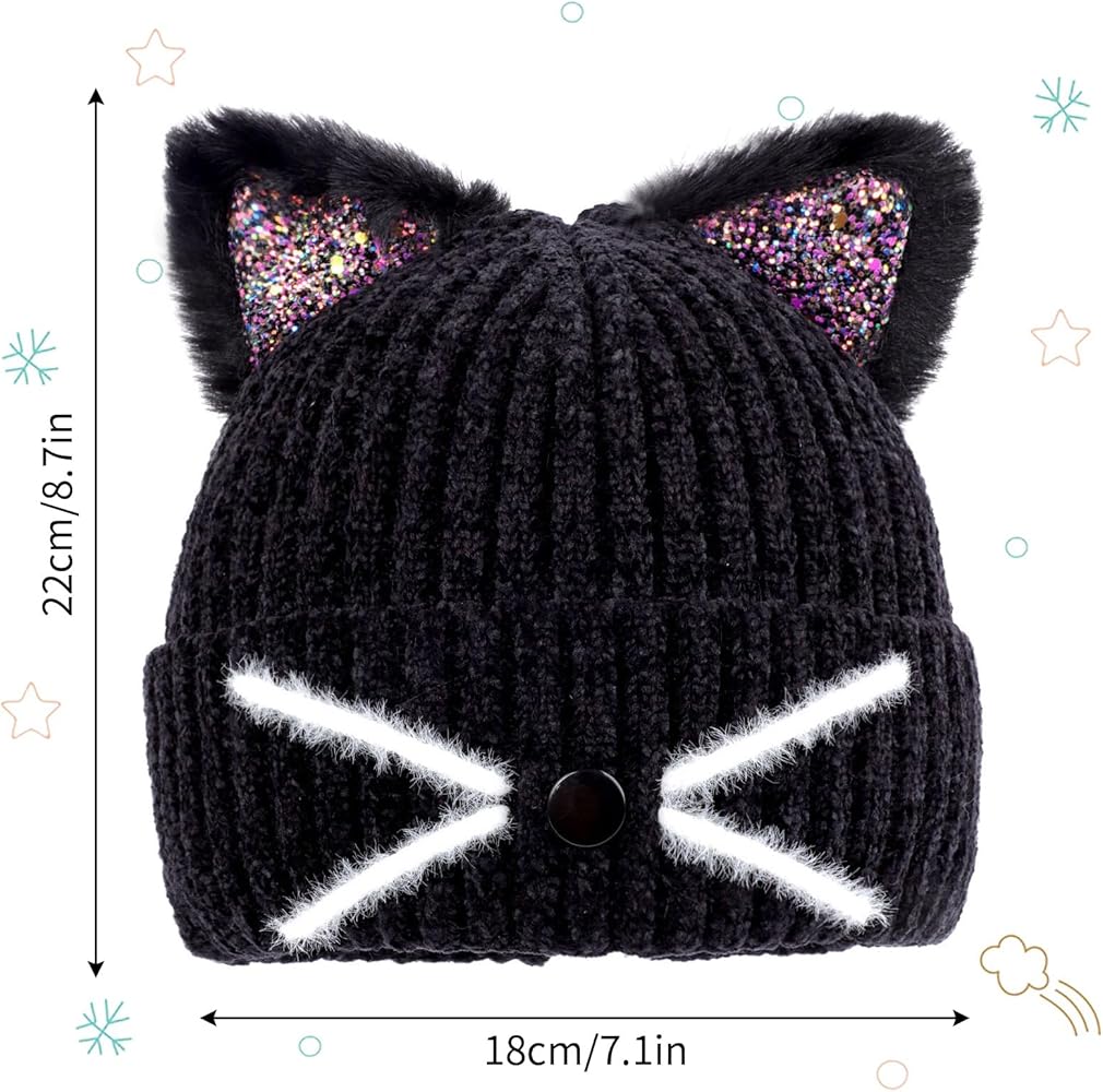 Amazon.com: Cat Ear Beanie for Girls, Cute Cat Kids Winter Beanie