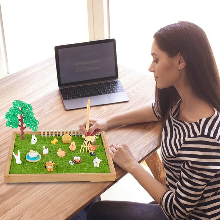 Amazon.com: 31 Pcs Zen Garden Kit for Desk, Mini Zen Sand Garden