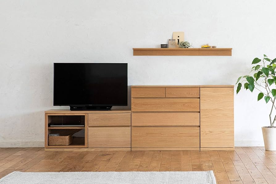 Amazon｜無印良品 木製AVラック・幅150cm・オーク材 幅150×奥行44×高さ