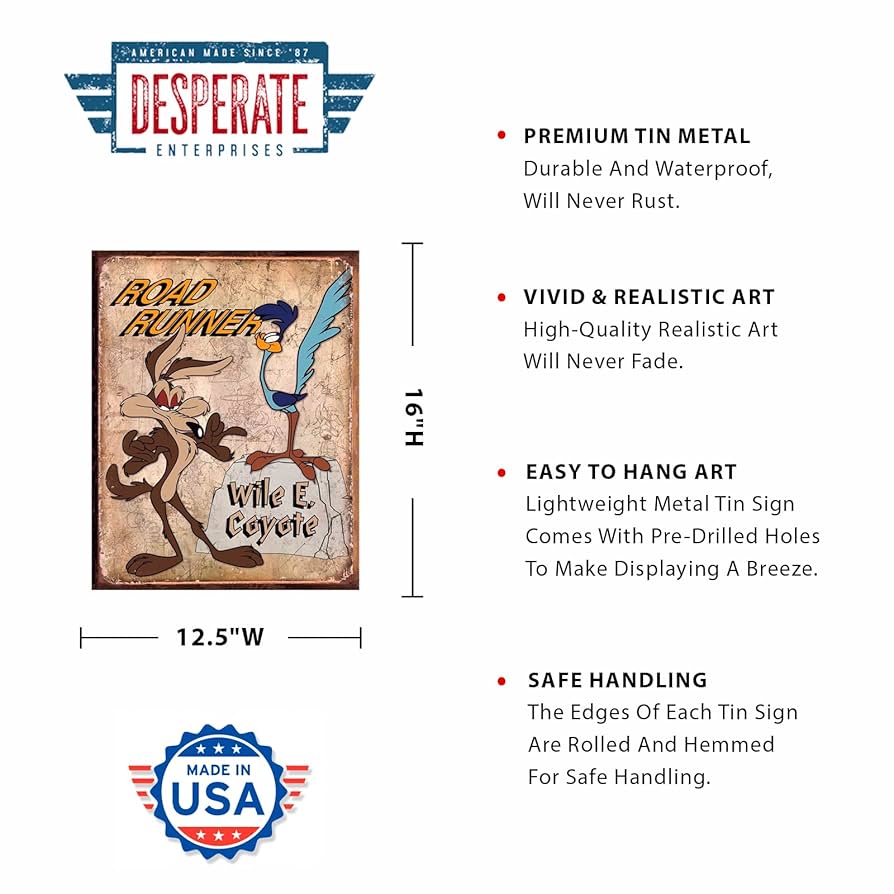 Amazon.co.jp: メタルサイン「Road Runner & Wile E. Coyote