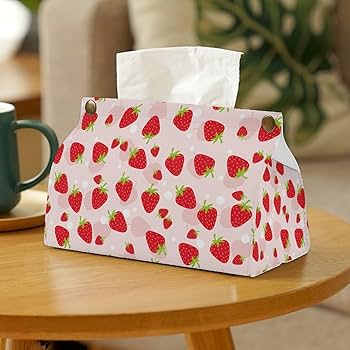Amazon｜ティッシュケース いちご柄 苺柄 イチゴ柄 ティッシュボックス