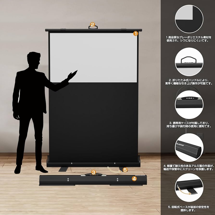 Amazon | Wasjoye プロジェクタースクリーン 60インチ 自立式 携帯型