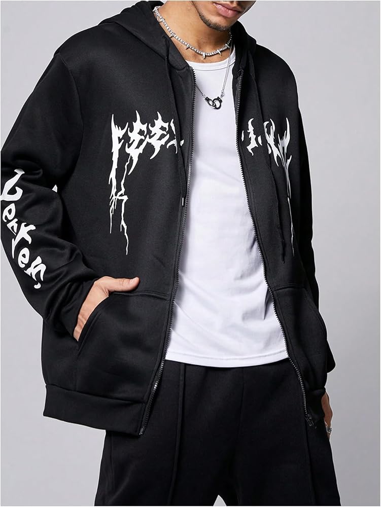 Amazon.com: SOLY HUX Men's Graphic Zip Up Hoodies Sweatshirt