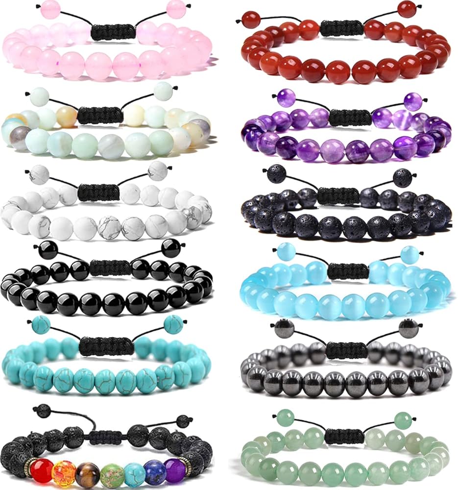 Amazon.com: JEWPARK 12 PCS 8mm Semi-Precious Gemstone Bracelet Set