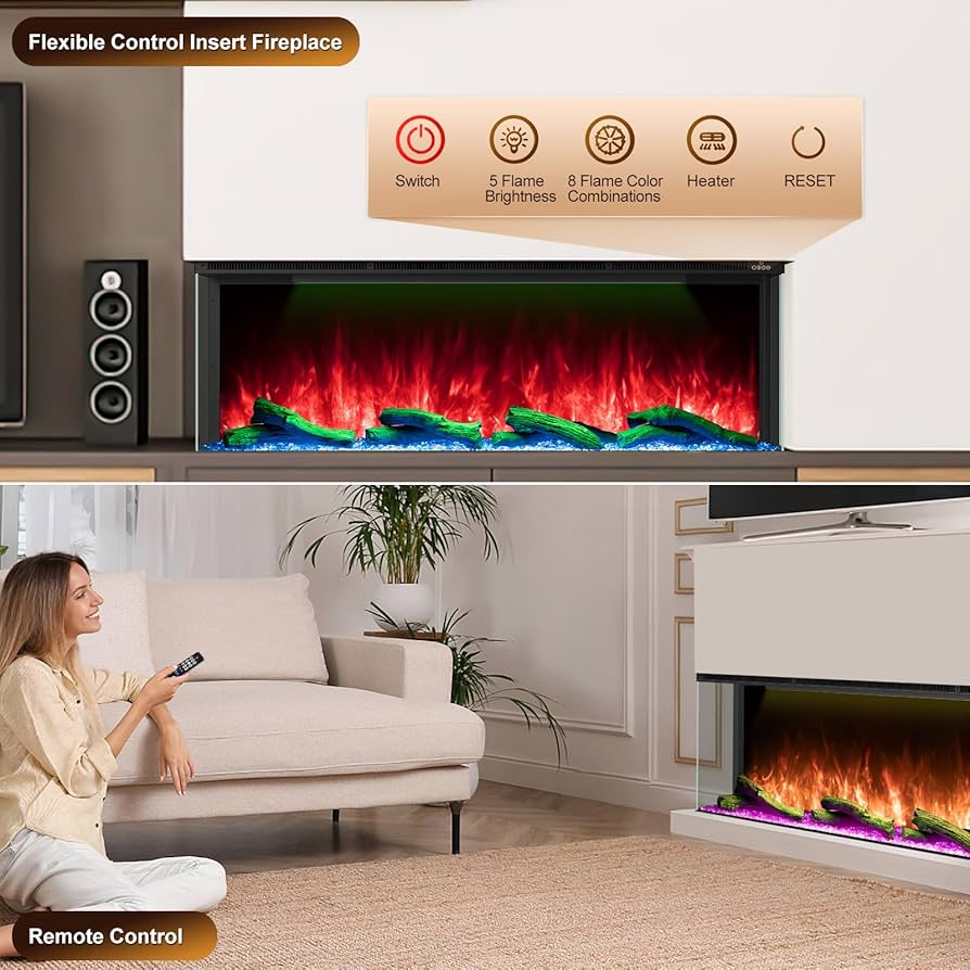 Amazon.com: HIRESC Smart WiFi Electric Fireplace 70 Inch 3 Sided