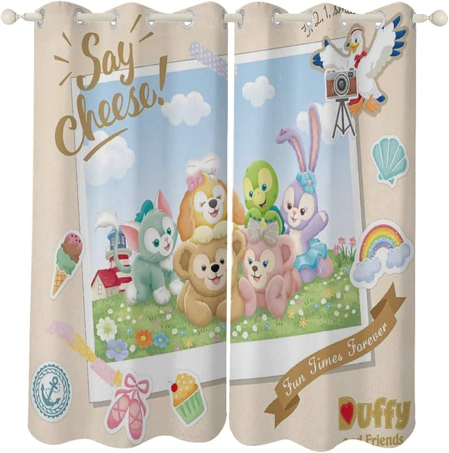 Amazon｜ダッフィー フレンズカーテン 遮光 断熱 防寒 カーテン2枚