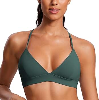 CRZ YOGA Womens Double Lined Triangle Strappy Sports Bra